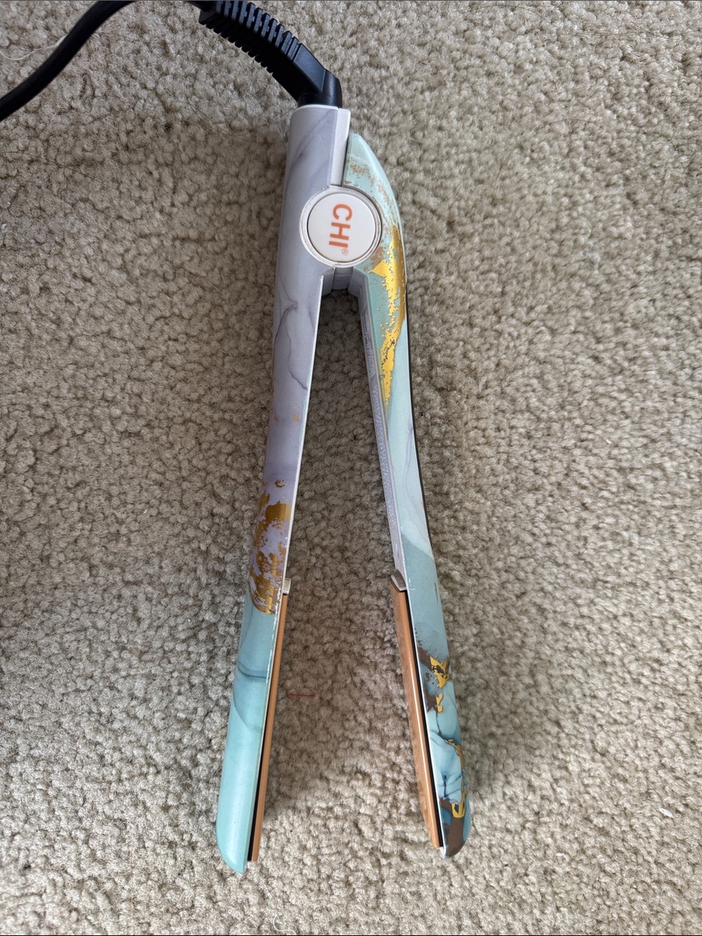 CHI Marble & Gold Accent Flat Iron - Teal/Gray